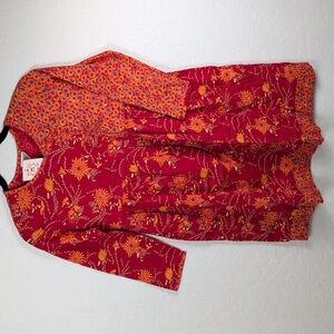 NWT Hanna Andersson Red Floral Chrysanthemum Faux Wrap Dress 140/10 32300 NEW